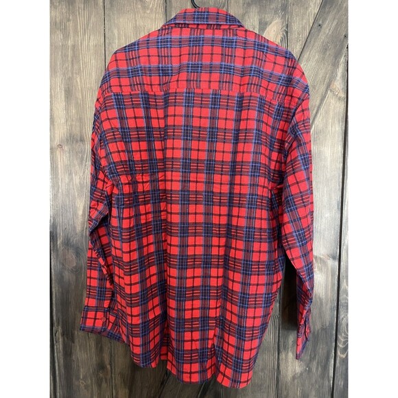 Coleman Outdoors Men’s Large Red Plaid Cotton Button Up Flannel Shirt Outdoors - Picture 2 of 5
